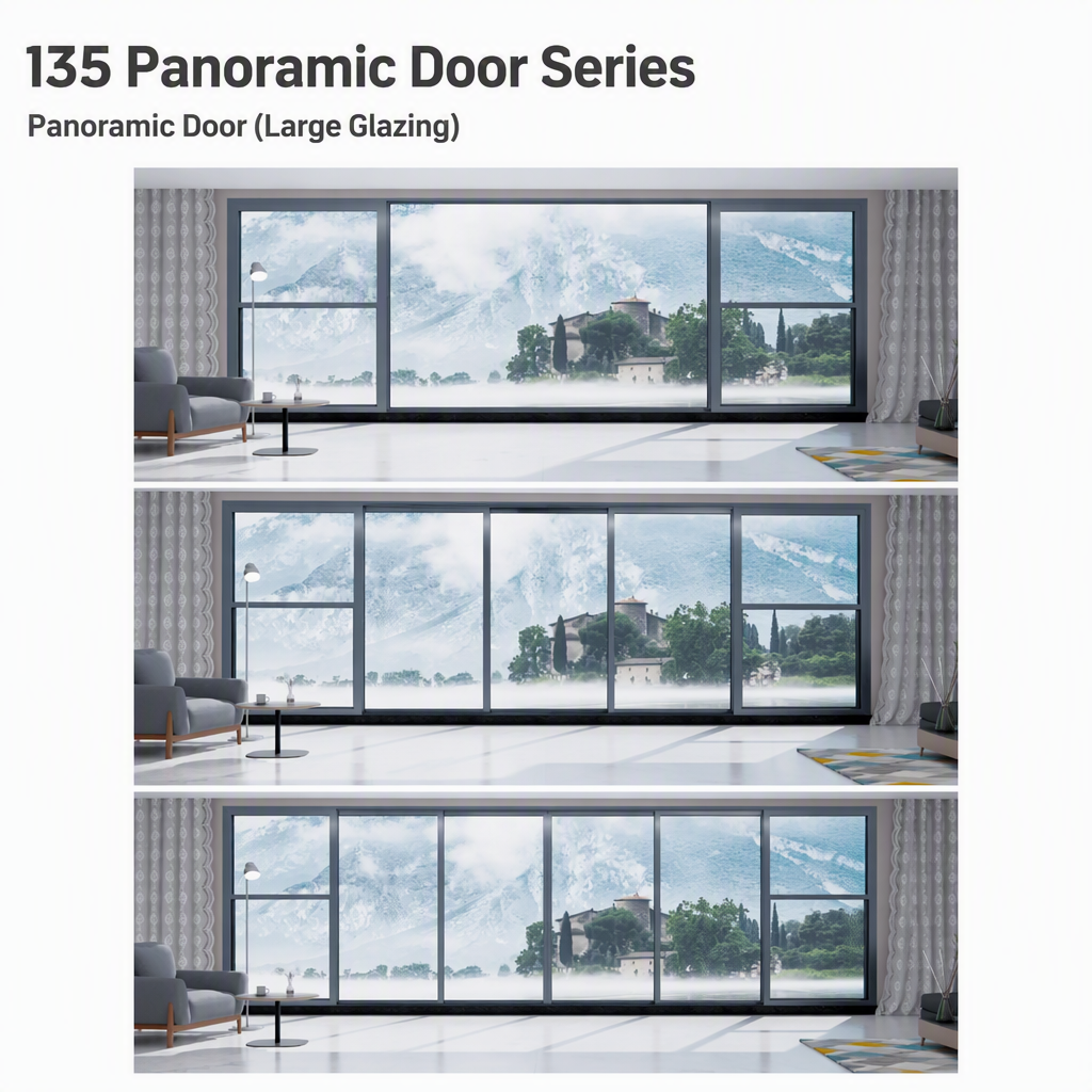 135 Panoramisk skydedør stor glasfacade moderne altan og terrasseindgang