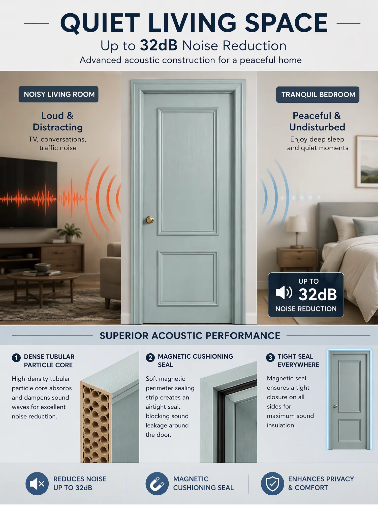 Custom Modern Interior Wooden Door Sound Insulation Commercial Residential Timber Doors for Hotel Villa Apartment