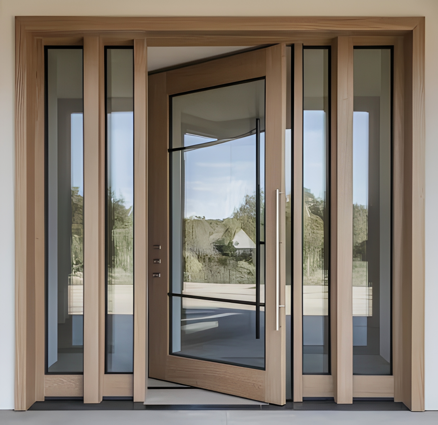 FAMAN Tyverisikker Aluminiumlegering Pivot Indgangsdør Skudsikker Glas Brandforebyggelse Tilpasset Farve Moderne Design Villa