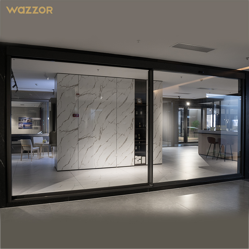 Wazzor 2026 Moderne Aluminiumslegering Dobbeltglas Skydedør til Indvendig Udendørs Vandtæt Brug i Terrasse Have Garage