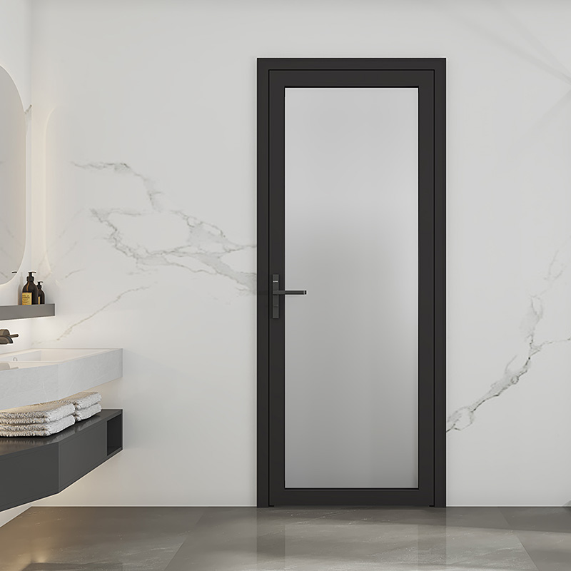 Moderne skydedør i glas til huse, hovedindgang, sporløs, rammeløs aluminiumslegeringsport