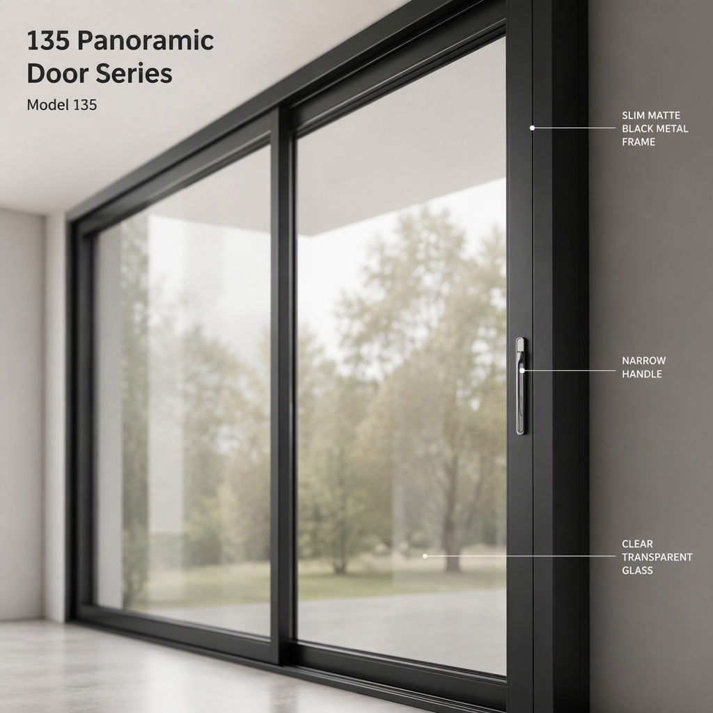 135 Panoramisk skydedør stor glasfacade moderne altan og terrasseindgang