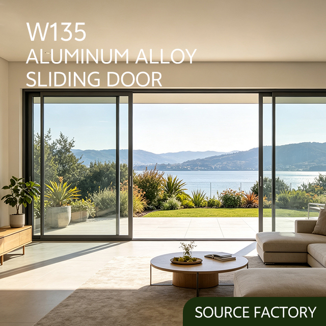 NFRC Modern Slim Frame Sort Aluminium Dobbeltglas Hærdet Glas Terrassedør Orkanpåvirkning Skydedøre