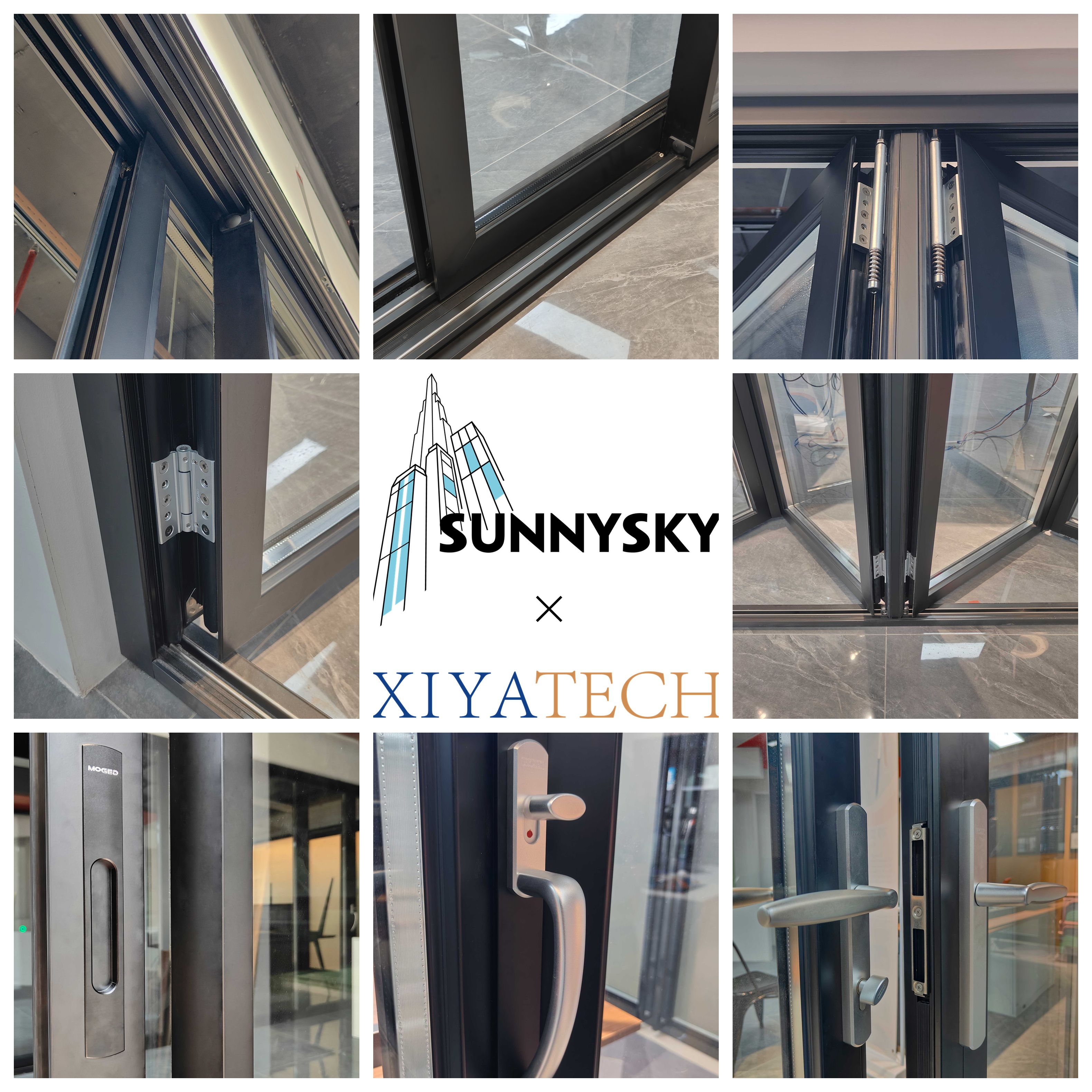 Sunnysky Overdimensioneret Aluminium Vippedør AS2047 Certificeret Glaseret Udvendig Svingåbnende Hængslede Hoveddøre til Grand Mansion Indgang