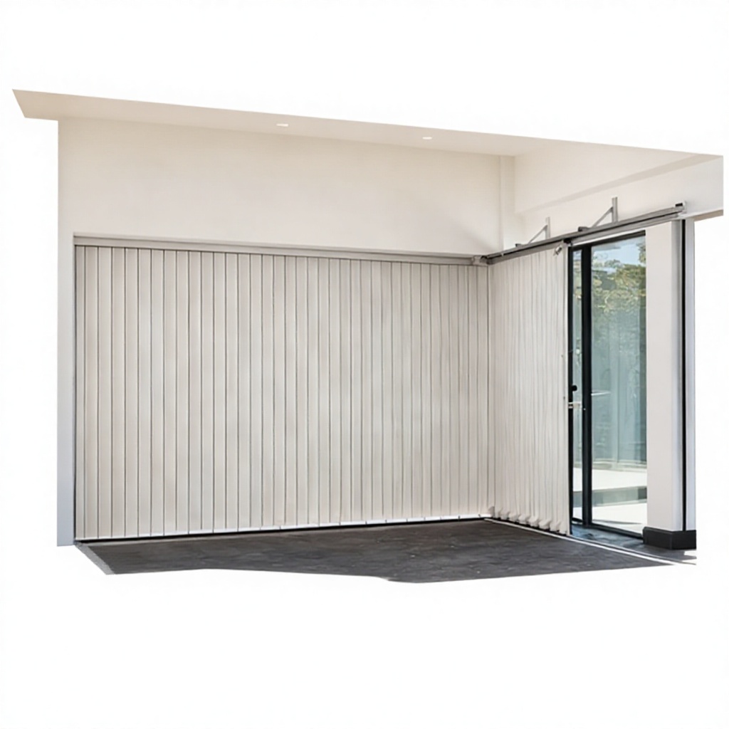 Moderne Villa Aluminiumslegering Side Skydedør Garagedør 90 Drejning Oversættelse Fjernbetjening Åbn Mute Tyverisikring Funktion Butiksbrug