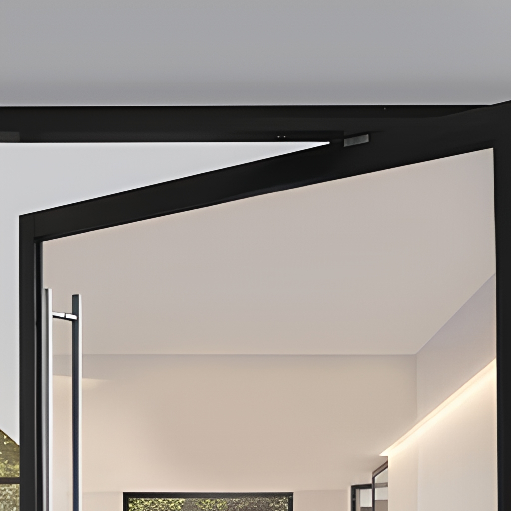 Lolands Moderne Dobbelt Vippedør i Aluminium og Glas med Sidepanel til Villa Badeværelse
