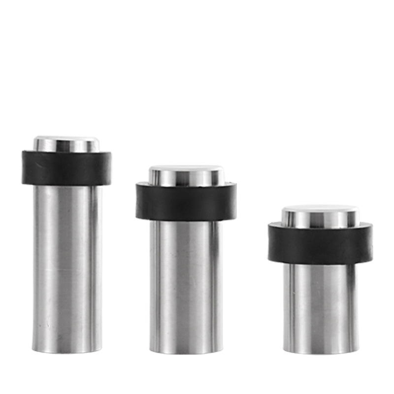 Borefri 304 rustfrit stål moderne minimalistisk dørstopper gummi anti-kollisions dørblok sikker husholdning cylindrisk