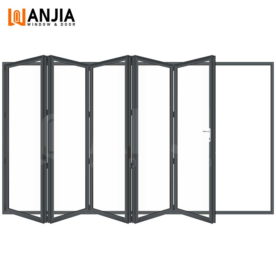Tilpasset moderne design aluminium bifold glasdør kommerciel foldedør skillevæg indgangsdør foldedøre af glas