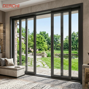DERCHI Multi Panel Aluminium Skydedør Sikkerhed Orkansikker Skydedør til Terrasse Moderne Hjemmedøre
