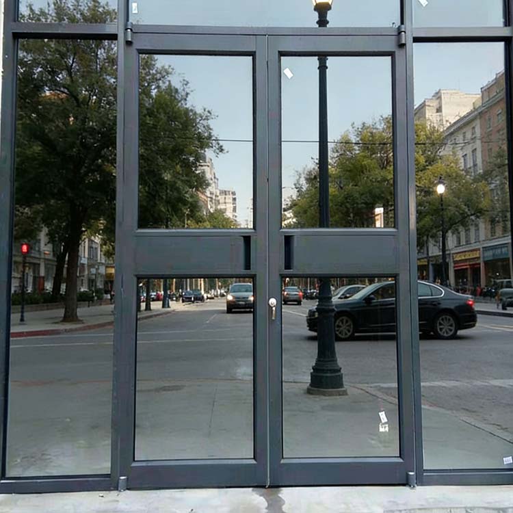 Aluminiumslegering Dobbeltglasdør Sikkerhedsdør til Supermarked Hotel Bank & Butiksindgang - Vandtæt Design