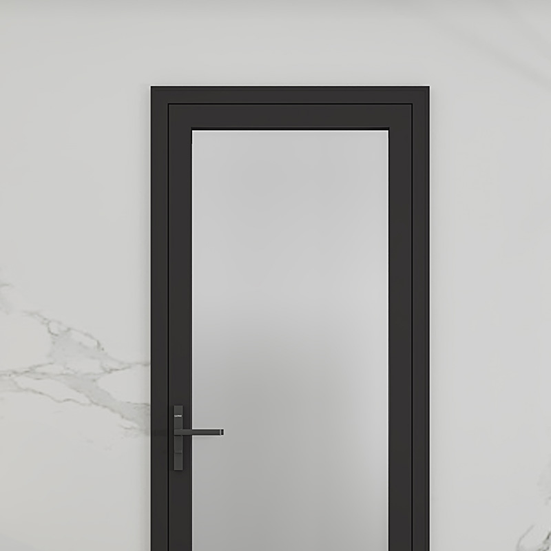 Moderne skydedør i glas til huse, hovedindgang, sporløs, rammeløs aluminiumslegeringsport