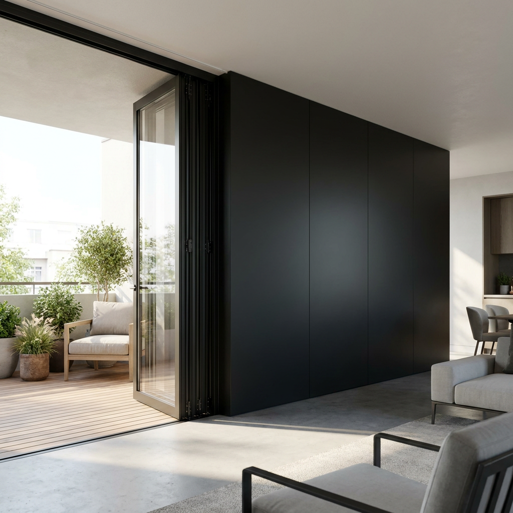 Moderne foldbar aluminiumsdør med dobbelt hærdet glasfinish til indendørs brug, gårdhave, terrasse, balkonindgang