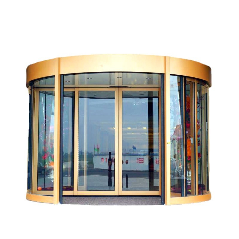 Producenttilpasset induktionsautomatisk dobbeltfløjet tofløjet aluminiumsglas-karruseldør postmodern design hoteller indkøbscentre