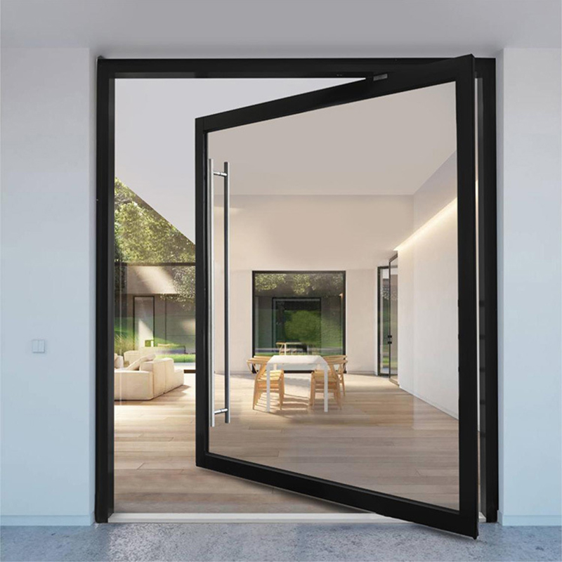 Lolands Moderne Dobbelt Vippedør i Aluminium og Glas med Sidepanel til Villa Badeværelse