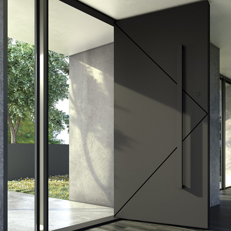 CBMMART New Design French Style Steel Frame Glass Swing Door Pivot Door Frameless Glass Door